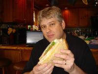 Chris with a gigantic sandwich from Big G's