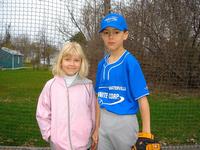 Kira and Nolan at baseball field